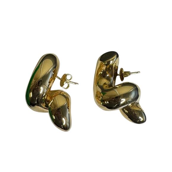 Bottega Veneta NWT Corkscrew 18k Gold Plated Silver Earrings - Picture 5 of 8